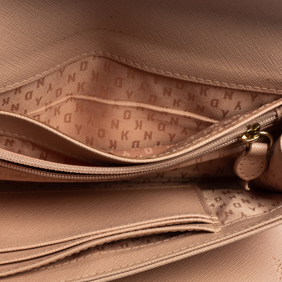 DKNY Pink Saffiano Leather Envelope Flap Wallet - Picture 8 of 9